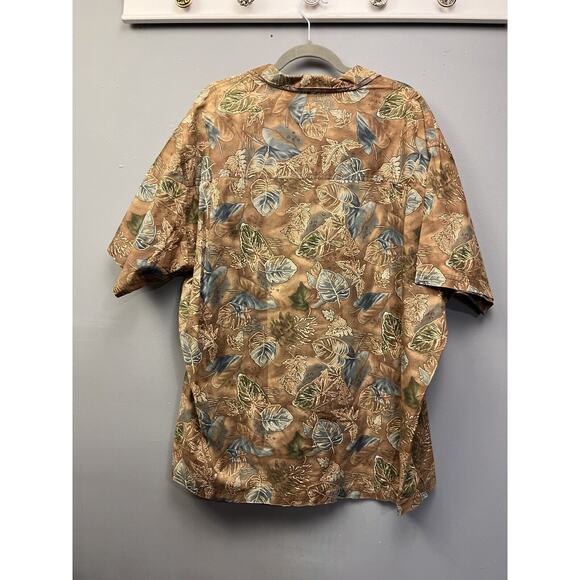 VTG Chaps Ralph Lauren Hawaiian Shirt Mens XL Brown Floral Button Up Pocket 90s - Picture 2 of 6